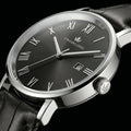 Franklord Prestige Onyx Leather Men's Watch – Black Sunburst Dial & Black Leather Strap