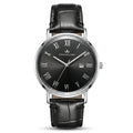 Franklord Prestige Onyx Leather Men's Watch – Black Sunburst Dial & Black Leather Strap
