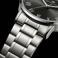 Franklord Prestige Onyx Steel Men's Watch – Black Sunburst Dial & Stainless Steel Bracelet