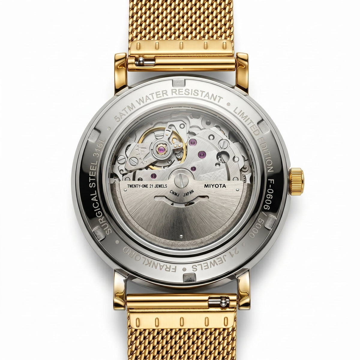 Franklord Eternal Roman Automatic – Exclusive Gold Edition - Gold Dial | Miyota 8215 Luxury 21-Jewel Dress Watch