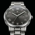 Franklord Prestige Onyx Steel Men's Watch – Black Sunburst Dial & Stainless Steel Bracelet