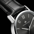 Franklord Prestige Onyx Leather Men's Watch – Black Sunburst Dial & Black Leather Strap