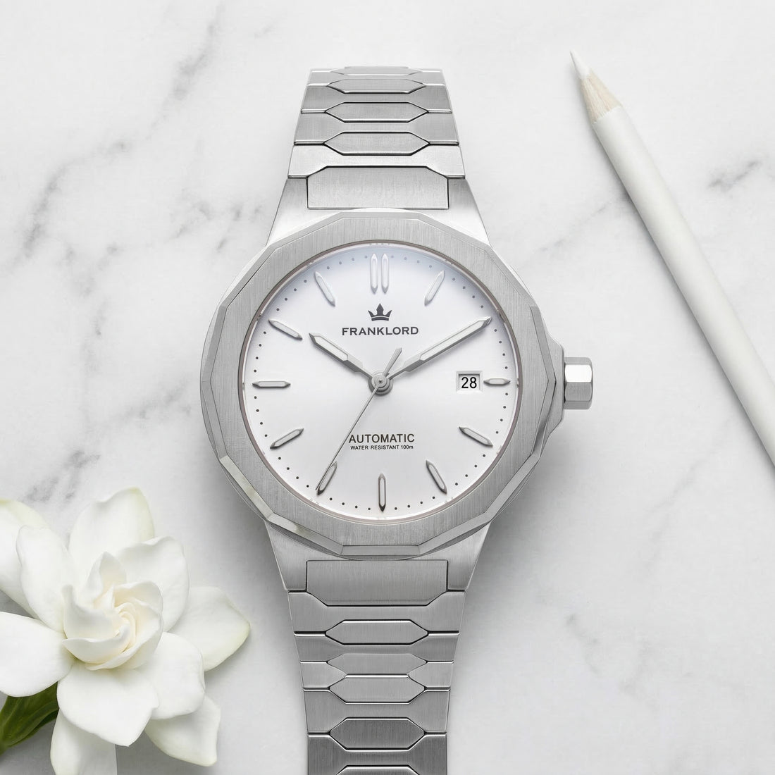 Franklord Optimus 2.0 — Frost White | Japanese Automatic Watch. - Franklord Watches