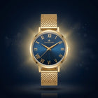Franklord Classique Women's Ultra-Slim Watch – 32mm Gold Stainless Steel with Blue Roman Dial