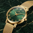 Franklord Classique Women's Ultra-Slim Watch – 32mm Gold Stainless Steel with Green Roman Dial