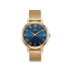 Franklord Classique Women's Ultra-Slim Watch – 32mm Gold Stainless Steel with Blue Roman Dial