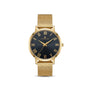 Franklord Classique Women's Ultra-Slim Watch – 32mm Gold Stainless Steel with Black Roman Dial