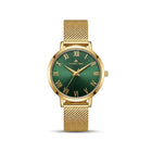 Franklord Classique Women's Ultra-Slim Watch – 32mm Gold Stainless Steel with Green Roman Dial