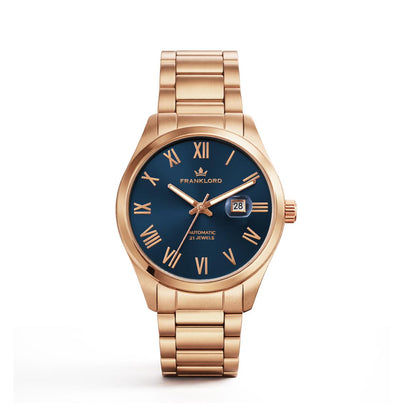 Mahavastu Navy Prestige Automatic Watch for Men – Rose Gold