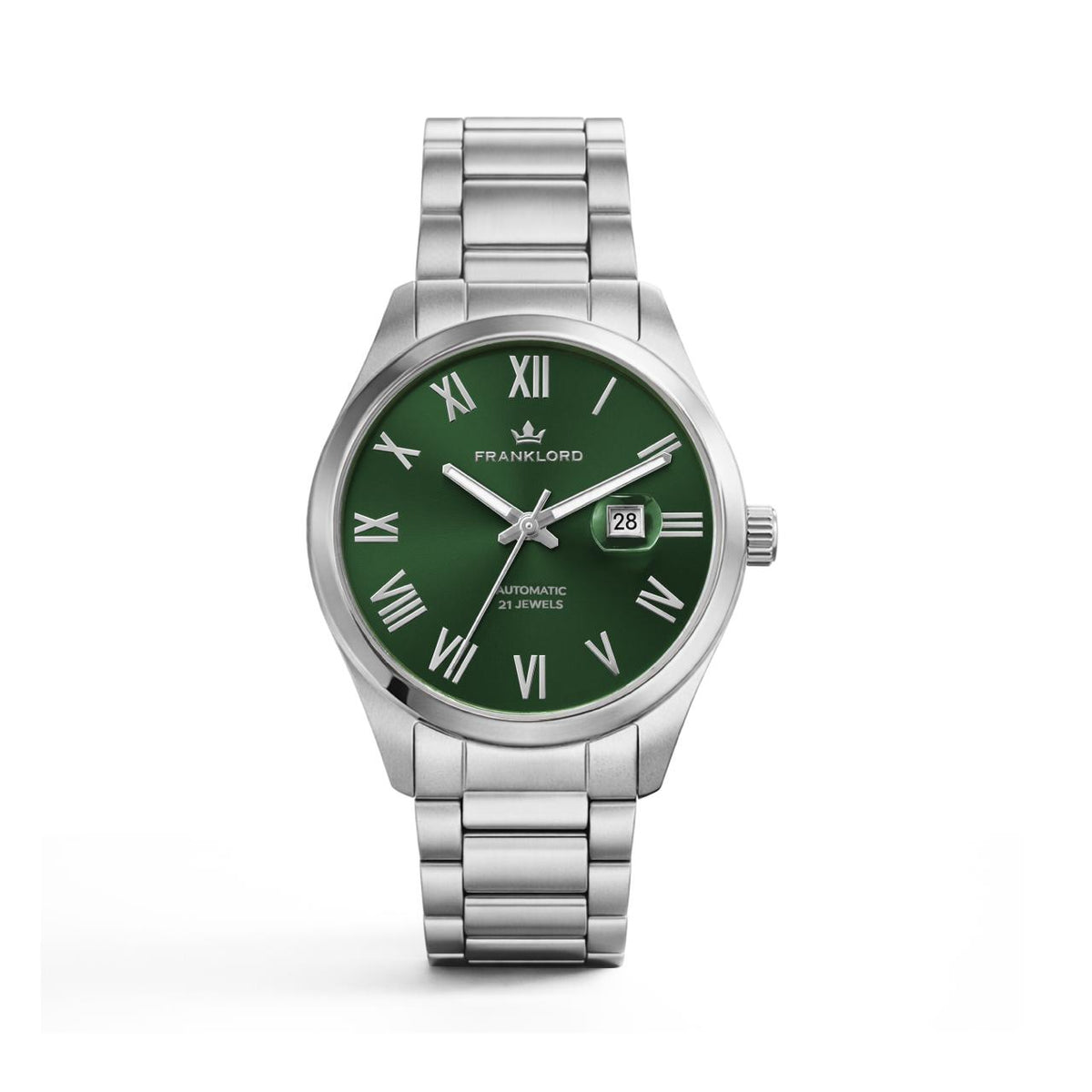 Franklord Maha Vastu Green Automatic Watch for Men – Silver Steel
