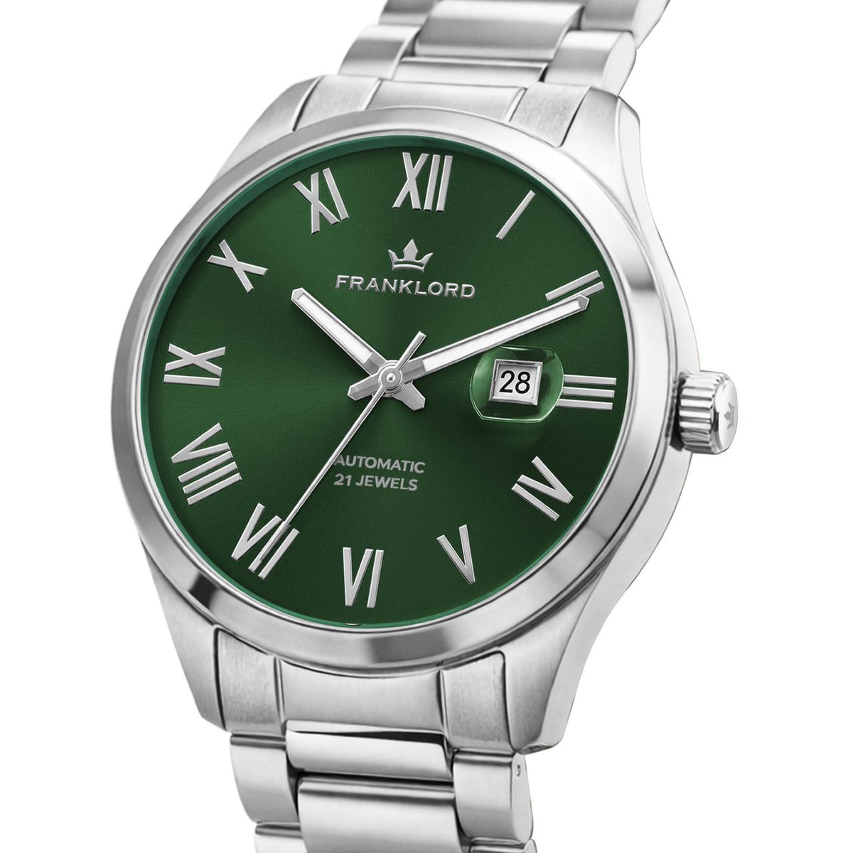 Franklord Maha Vastu Green Automatic Watch for Men – Silver Steel