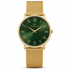 Franklord Classique Emerald - Milanese Bracelet | Slim Green Dial Gold Watch for Men