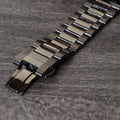 Close-up of Franklord Titanium Shadow Watch's polished titanium bracelet, highlighting its durable, lightweight, and premium design.