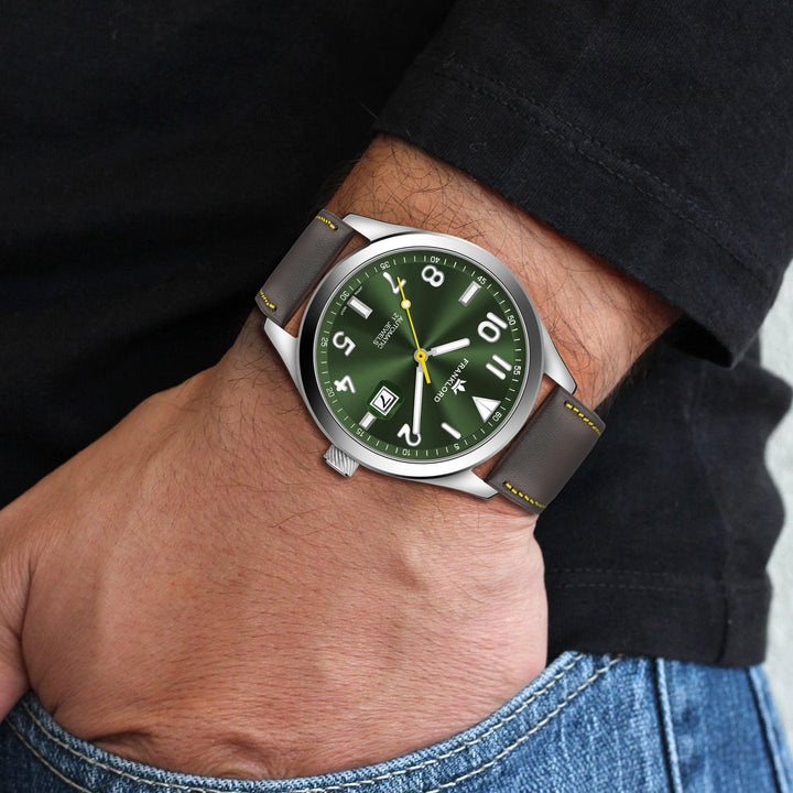 Franklord Regal Sapphire Signature Emarald Pulse Leather Luxury Automatic Watch